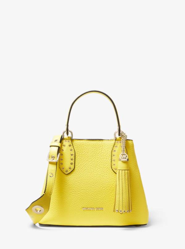 Damske Satchel Taske Michael Kors Brooklyn Small Pebbled Leather Oranžové - Kabelky Michael Kors Sleva | BKMQI-0743
